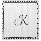 Monogramme Schwarz-weiß Polka Dots Moderne Trendy Duschvorhang (Vorderseite)