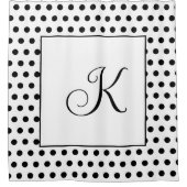 Monogramme Schwarz-weiß Polka Dots Modernes Elegan Duschvorhang (Vorderseite)