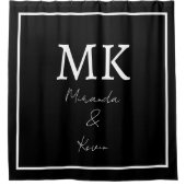 Monogramme Schwarz-weiß Stilvoll Moderne Minimalis Duschvorhang (Vorderseite)