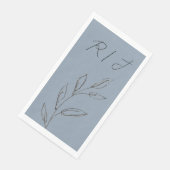 Monogramme Schwarz-weiße Blätter Dusty Blue Weddin Serviette (Ecke)
