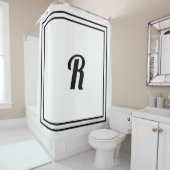 Monogramme Schwarz-weißer benutzerdefinierter Form Duschvorhang (Beispiel)