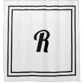 Monogramme Schwarz-weißer benutzerdefinierter Form Duschvorhang (Vorderseite)