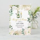 Monogramme und Mimosas (Brautparty I) Einladung (Stehend Vorderseite)