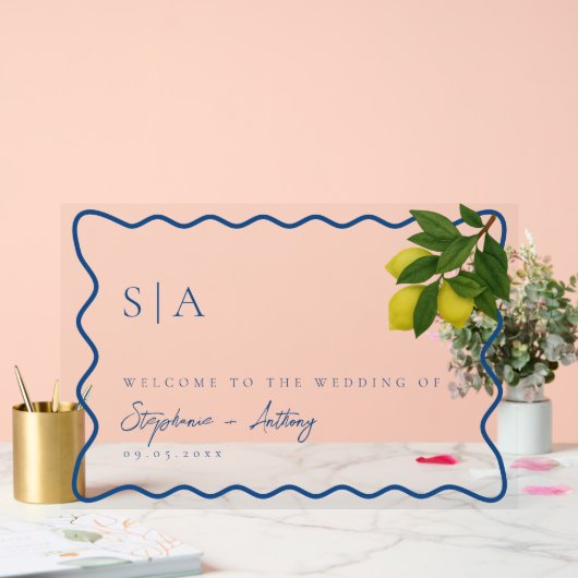 Monogramme Zitronenfrüchte, Hochzeitssonne an der  Acrylschild (Hochzeit)