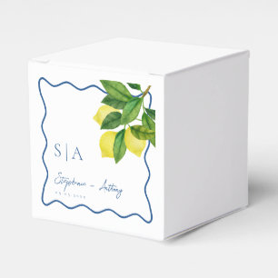 Monogramme Zitronenfrüchte, Hochzeitssonne an der  Geschenkschachtel