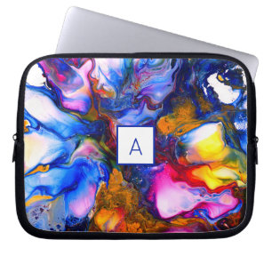 Monogrammed Agate Fluid Art Personalized Laptopschutzhülle