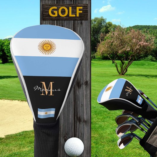 Monogrammed & Argentina Flag Golf Clubs Covers Headcover