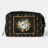 Monogrammed Black Art Deco Pearl Waschbeutel (Rückseite)