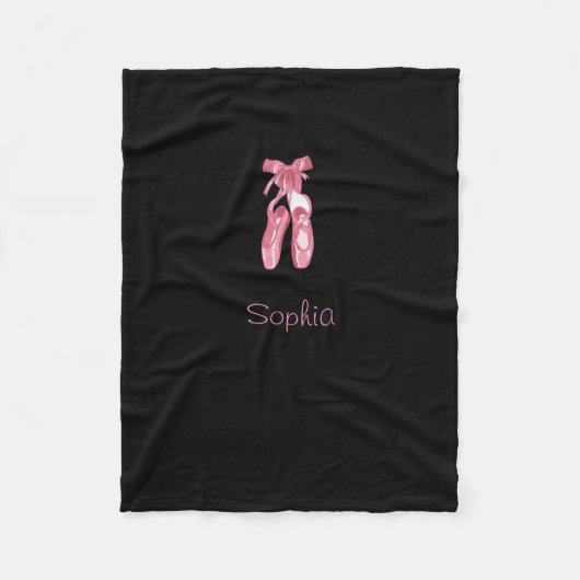 Monogrammed black blanket with ballet shoes fleecedecke (Vorderseite)