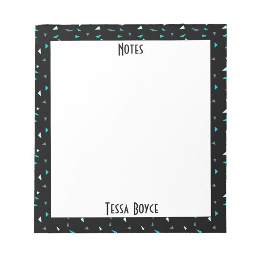 Monogrammed Black Blue Abstract Modern Pattern Notizblock (Vorderseite)