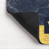 Monogrammed Blue Marble Falsch Gold Textur Print Mousepad (Ecke)