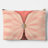 Monogrammed Blush Pink Jewel Textile Illusion  Zubehörtasche (Rückseite)