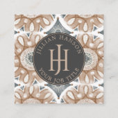 Monogrammed Boho Business Card Quadratische Visitenkarte (Vorderseite)