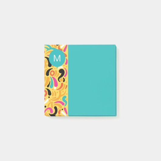 Monogrammed Boldy Colored Abstract Post-it Klebezettel (Vorderseite)