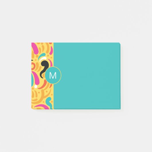 Monogrammed Boldy Colored Abstract Post-it Klebezettel (Vorderseite)