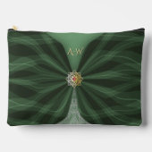 Monogrammed Botanical Green Textile Illusion   Zubehörtasche (Vorderseite)
