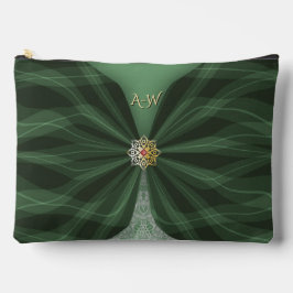 Monogrammed Botanical Green Textile Illusion   Zubehörtasche