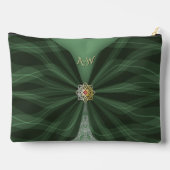 Monogrammed Botanical Green Textile Illusion   Zubehörtasche (Rückseite)