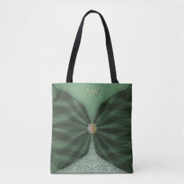 Monogrammed Botanical GreenJewel Textile Illusion  Tasche