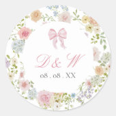 Monogrammed Bows and Wildflowers Sticker (Vorderseite)