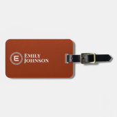 Monogrammed Chic Leather Modern Name Gepäckanhänger (Vorderseite horizontal)