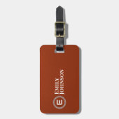 Monogrammed Chic Leather Modern Name Gepäckanhänger (Vorderseite vertikal)