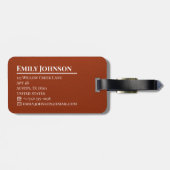 Monogrammed Chic Leather Modern Name Gepäckanhänger (Rückseite horizontal)