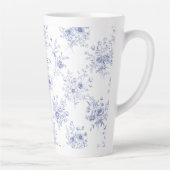 Monogrammed Classic Blue Flowers Floral Pattern Milchtasse (Rechts)