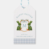 Monogrammed Crest Topiary Bunny Easter  Geschenkanhänger (Vorderseite)