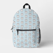 Monogrammed Cute Bunny Face Rabbit Pattern Bedruckter Rucksack (Vorderseite)