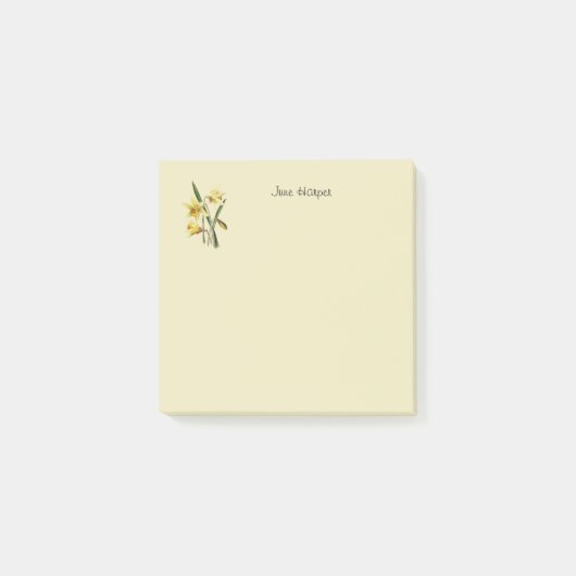 Monogrammed daffodil 3" x 3" Post-it Notes Klebezettel (Vorderseite)