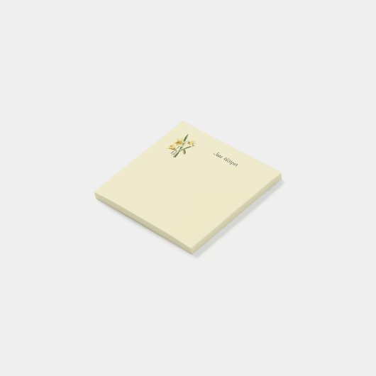 Monogrammed daffodil 3" x 3" Post-it Notes Klebezettel (angewinkelt)
