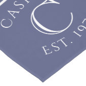 Monogrammed Double Striped | Navy Blue Mittelgroßer Tischläufer (Ecke)