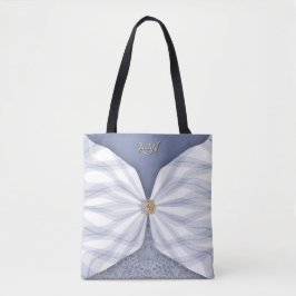 Monogrammed Dusty Blue Jewel Textile Illusion Tot Tasche