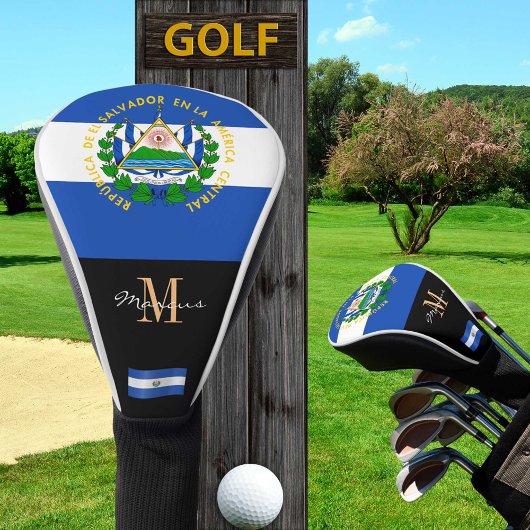 Monogrammed & El Salvador Flag Golf Clubs Covers Golf Headcover