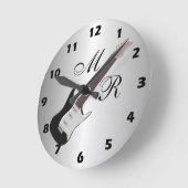 Monogrammed Electric Guitar Runde Wanduhr (Winkel)