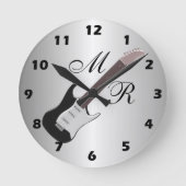 Monogrammed Electric Guitar Runde Wanduhr (Vorderseite)