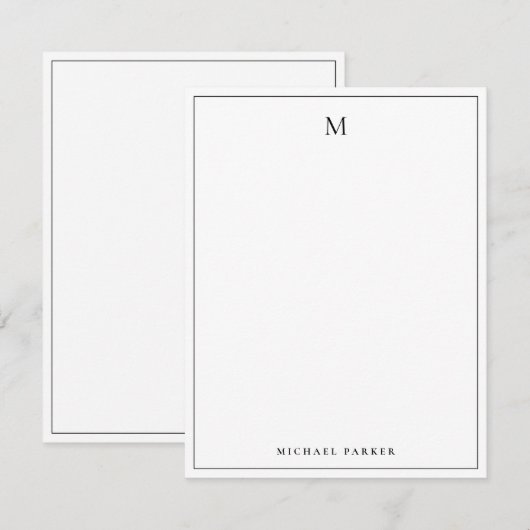 Monogrammed Elegant Black and white Professional  Dankeskarte (Vorne/Hinten)