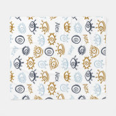 Monogrammed Evil Eye Pattern | Add Name Fleece Bla (Vorderseite (Horizontal))