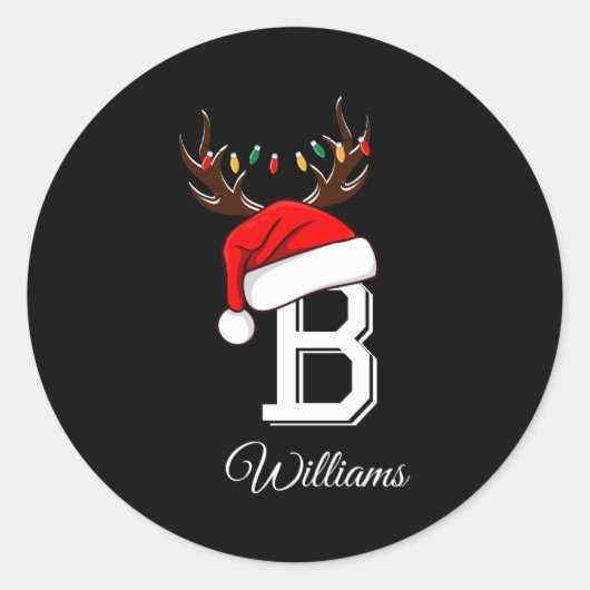Monogrammed Family Christmas Matching Outfits _3 Runder Aufkleber (Vorderseite)