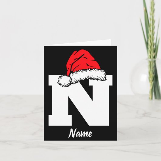 Monogrammed Family Christmas With Name  Karte (Vorderseite)