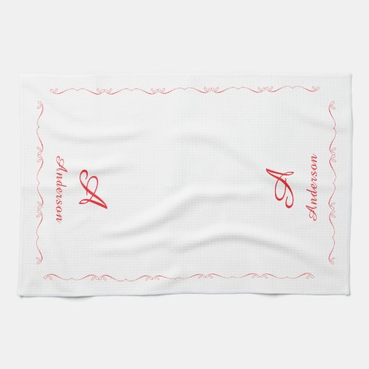 Monogrammed Family Name Geschirrtuch (Horizontal)