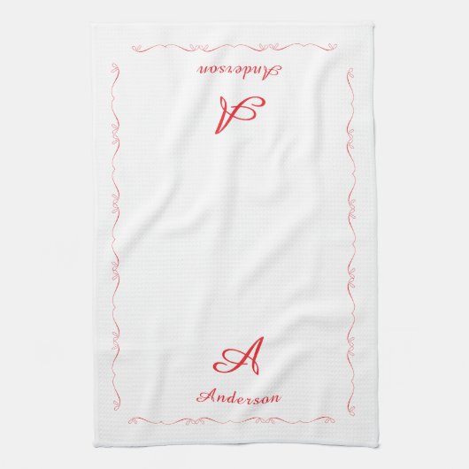 Monogrammed Family Name Geschirrtuch (Vertikal)