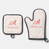 Monogrammed Family Name  Ofenhandschuh & Topflappen-Set (Vorderseite)