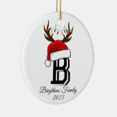 Monogrammed Family Name Santa Claus Christmas Keramik Ornament (Rechts)