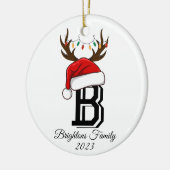 Monogrammed Family Name Santa Claus Christmas Keramik Ornament (Links)