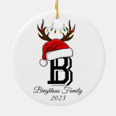 Monogrammed Family Name Santa Claus Christmas Keramik Ornament (Hinten)