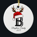 Monogrammed Family Name Santa Claus Christmas  Keramik Ornament<br><div class="desc">Monogrammed Family Name Santa Claus Christmas</div>