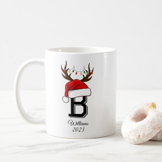 Monogrammed Family Santa Claus Christmas Kaffeetasse (Mit Donut)