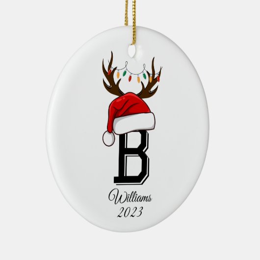 Monogrammed Family Santa Claus Christmas Keramik Ornament (Rechts)